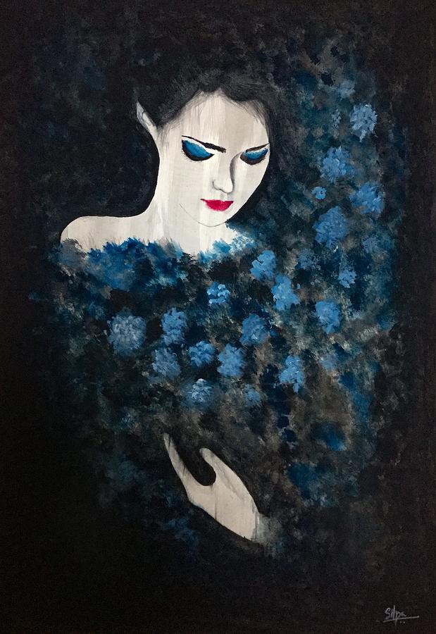 Lady in Blue Painting by Silpa Saseendran