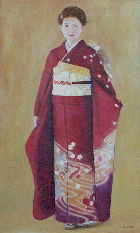 Lady In Brown Kimono Painting by Masami Iida