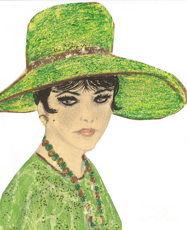 Lady In Green Drawing by Sonya Chalmers