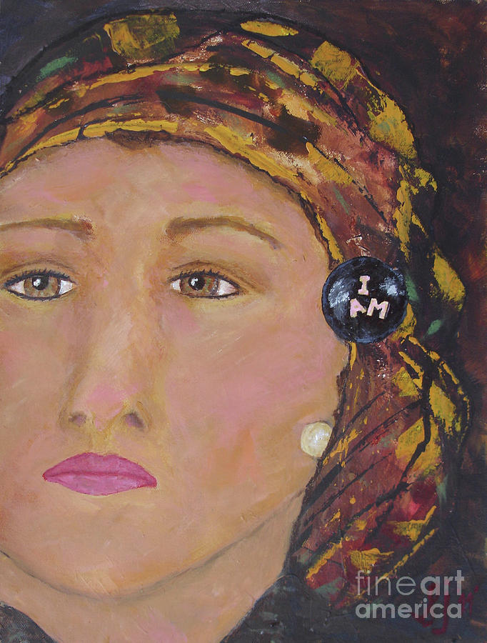 Butterfly Painting - Lady in Head Scarf  by Shelley Jones