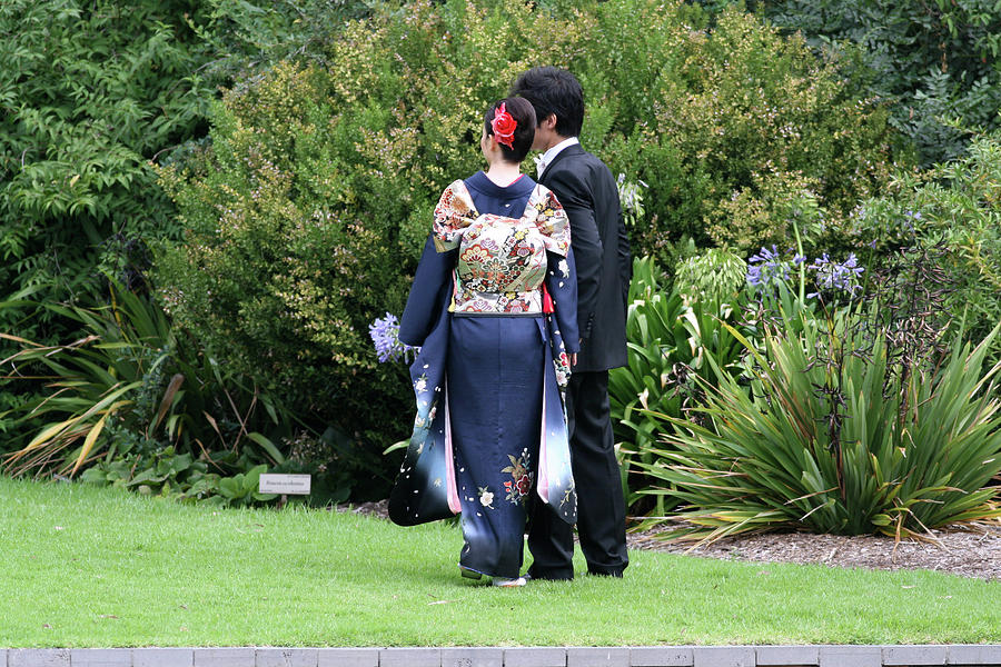 Lady in Kimono and man Photograph by Masami Iida