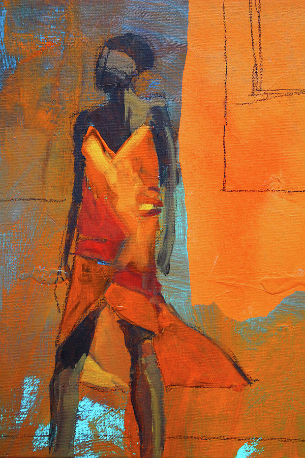 Lady in Orange Painting by Nancy Merkle