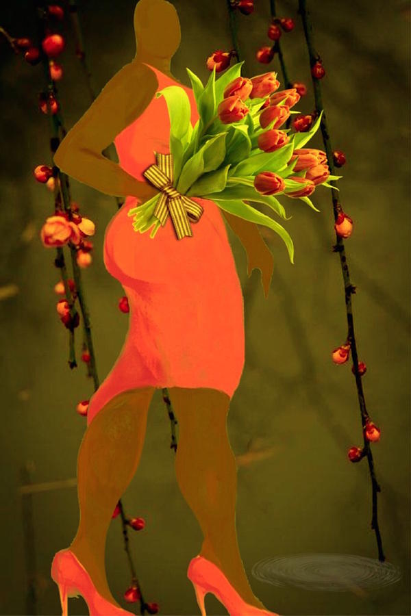 Lady In Orange Digital Art by Romaine Head
