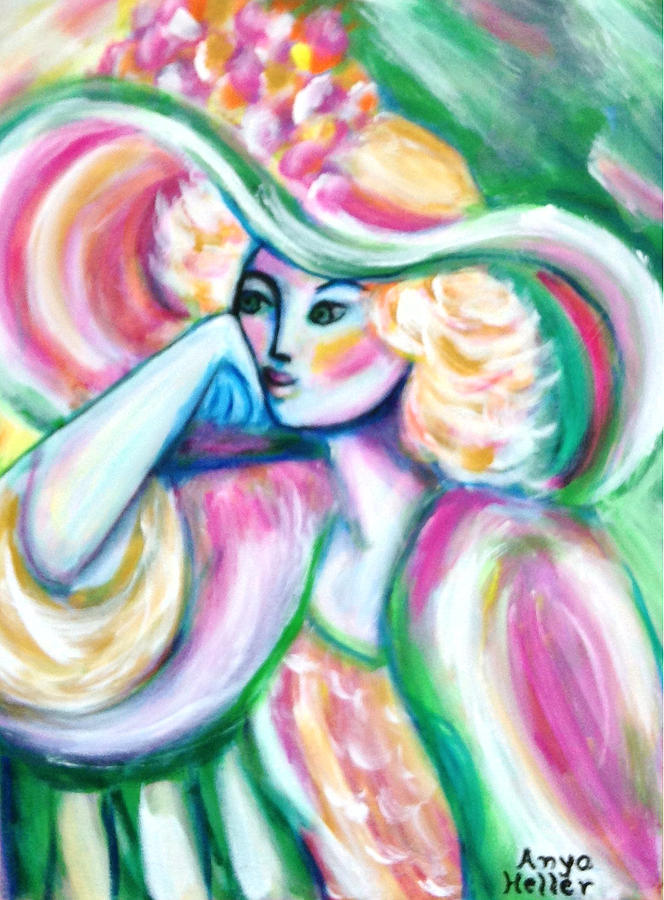 Lady in Pink and Green Painting by Anya Heller