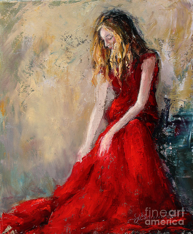 Lady in Red 2 Painting by Jennifer Beaudet