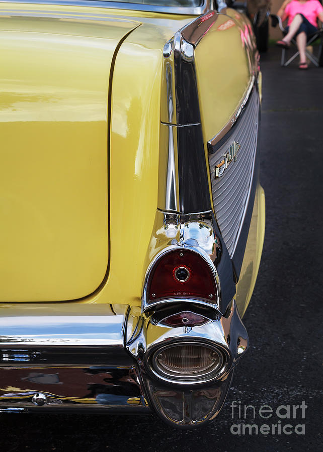 Lady In Red, Chevy In Yellow Photograph by Dennis Hedberg