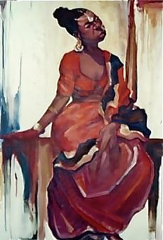 Portrait Painting - Lady in Red Dress by Michael Ryan