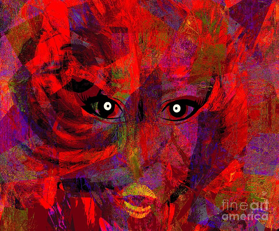 Lady in Red  Mixed Media by Fania Simon