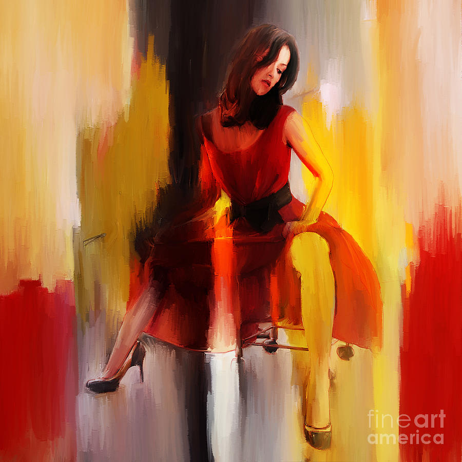 Lady in Red  Painting by Gull G