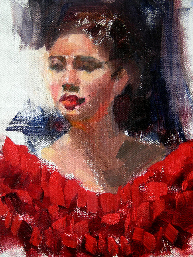 Lady in Red Painting by Merle Keller