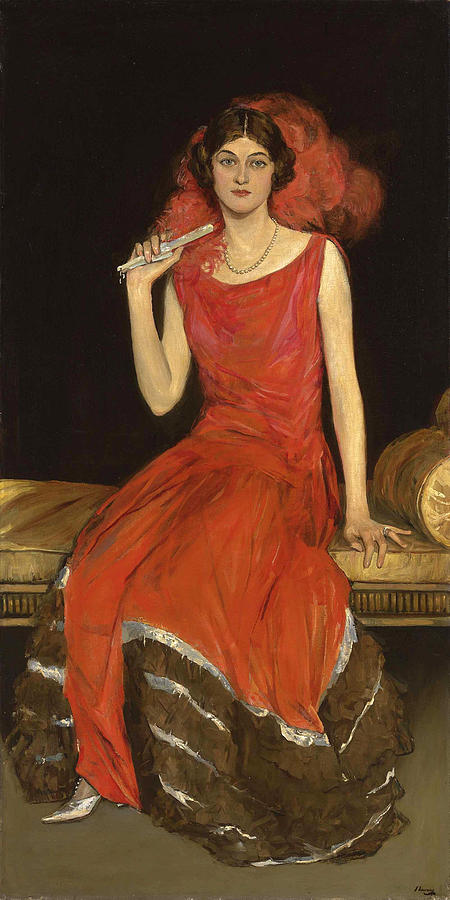 Sir John Lavery Painting - Lady in Red - Mrs Owen Barton Jones by Sir John Lavery