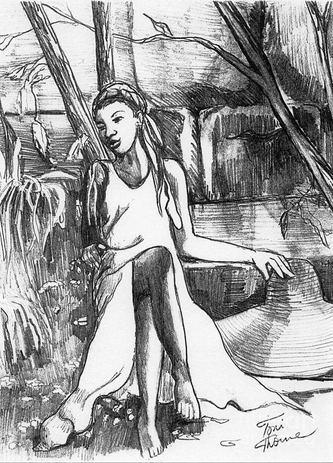 Lady In The Park Drawing by Toni Thorne