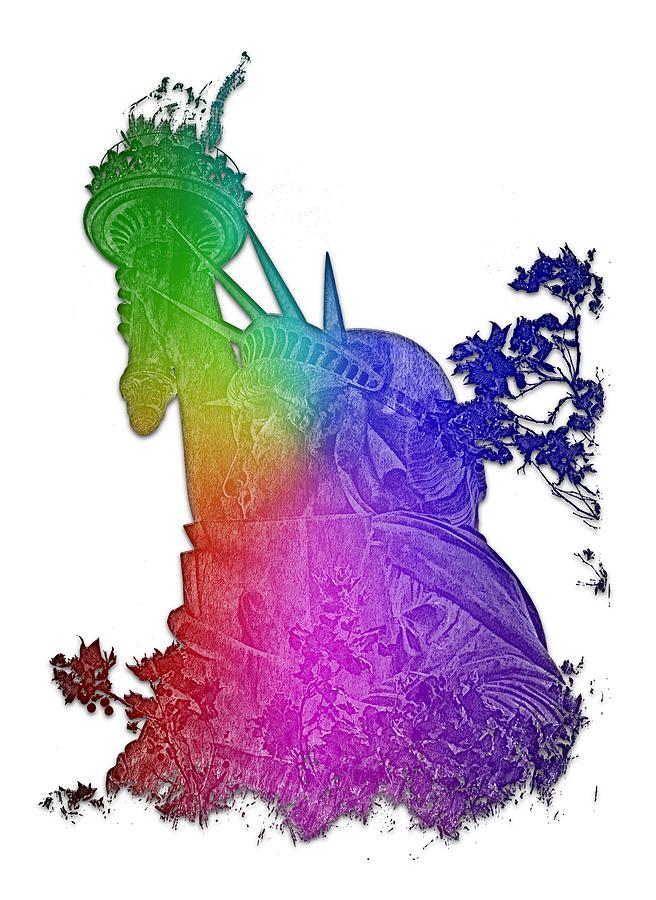 Lady Liberty Cool Rainbow 3 Dimensional Photograph by DiDesigns Graphics