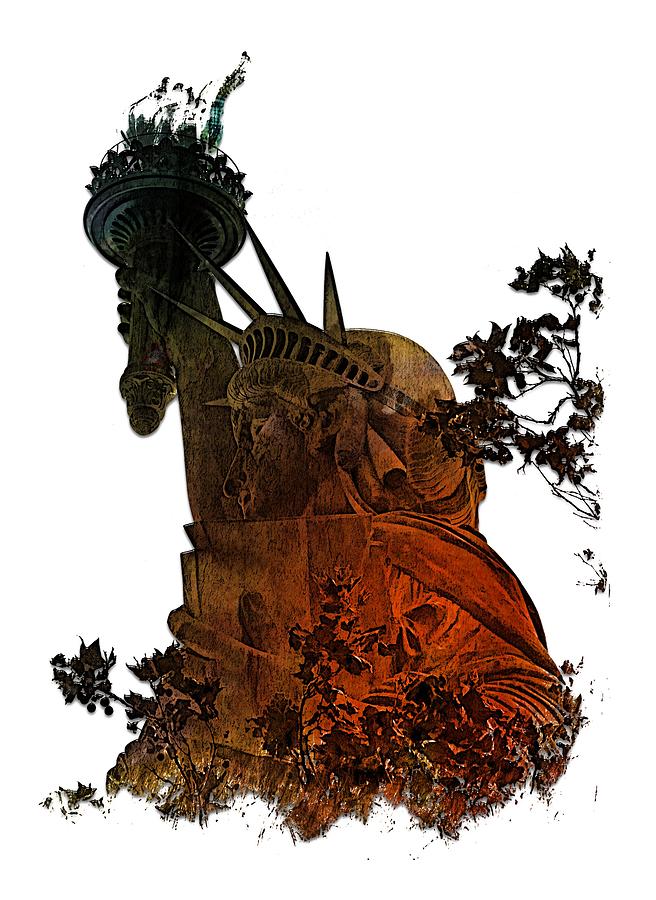 Lady Liberty Earthy Rainbow 3 Dimensional Photograph by DiDesigns Graphics