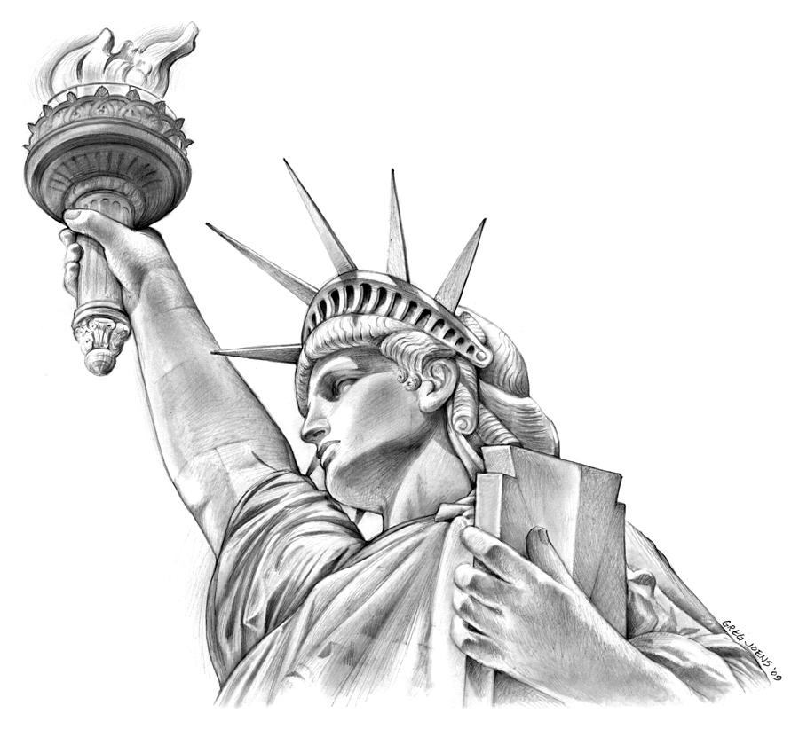 Lady Liberty Drawing by Greg Joens
