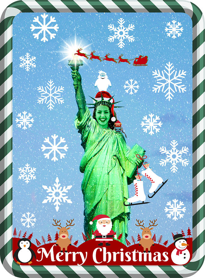 Lady Libertys Got The Christmas Spirit III Mixed Media by Aurelio Zucco