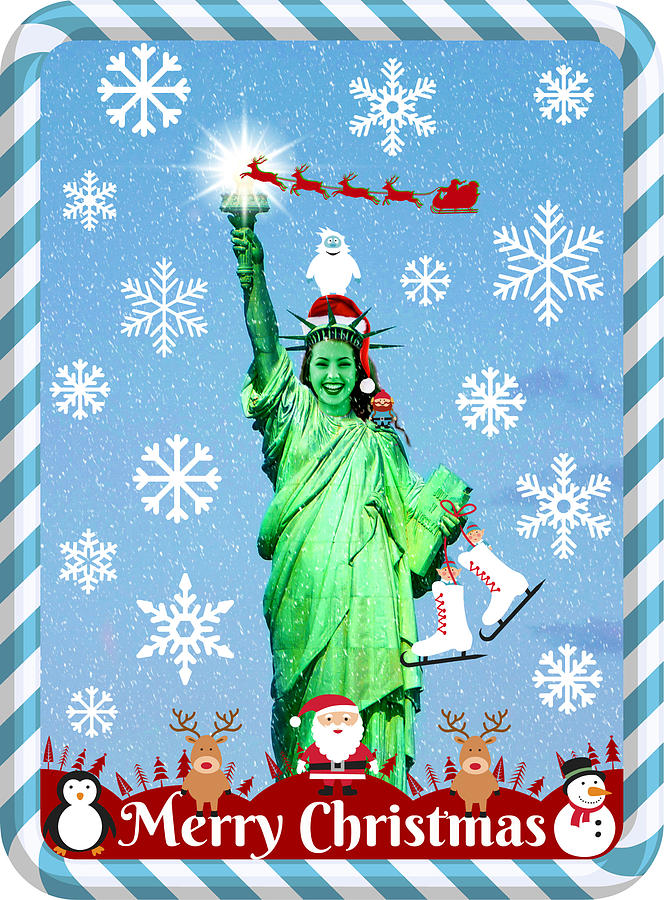 Lady Libertys Got The Christmas Spirit V Mixed Media by Aurelio Zucco