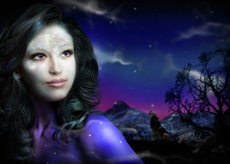 Fantasy Digital Art - Lady Moon by Alessandro Della Pietra