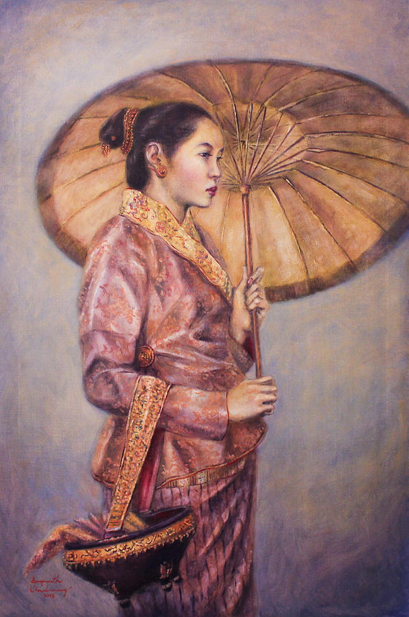 Lady of the Royal Court Painting by Sompaseuth Chounlamany