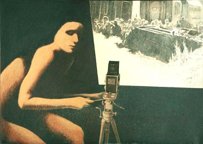 Professions Painting - Lady Photographer by James LeGros
