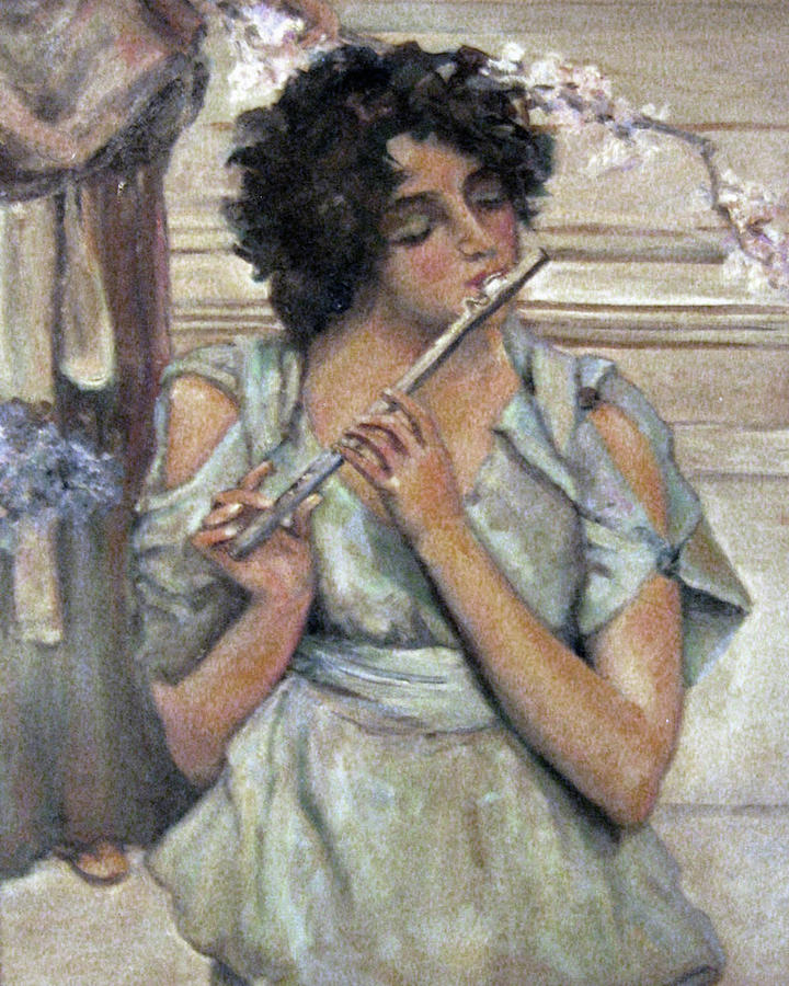 Lady Playing Flute Painting by Donna Tucker