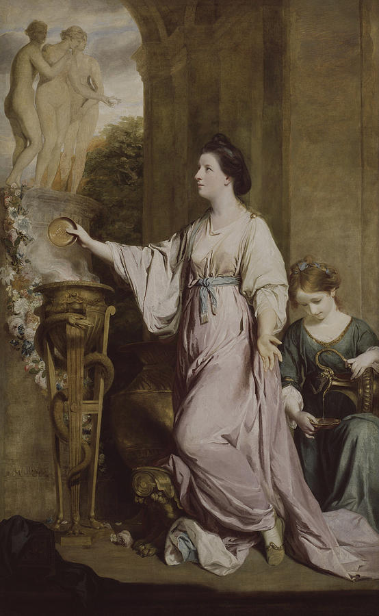 Joshua Reynolds Painting - Lady Sarah Bunbury Sacrificing to the Graces by Joshua Reynolds