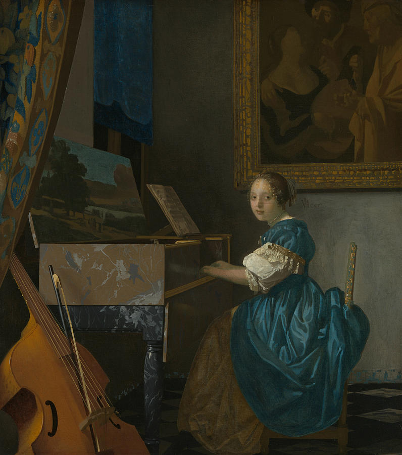 Lady Seated at a Virginal Painting by Jan Vermeer