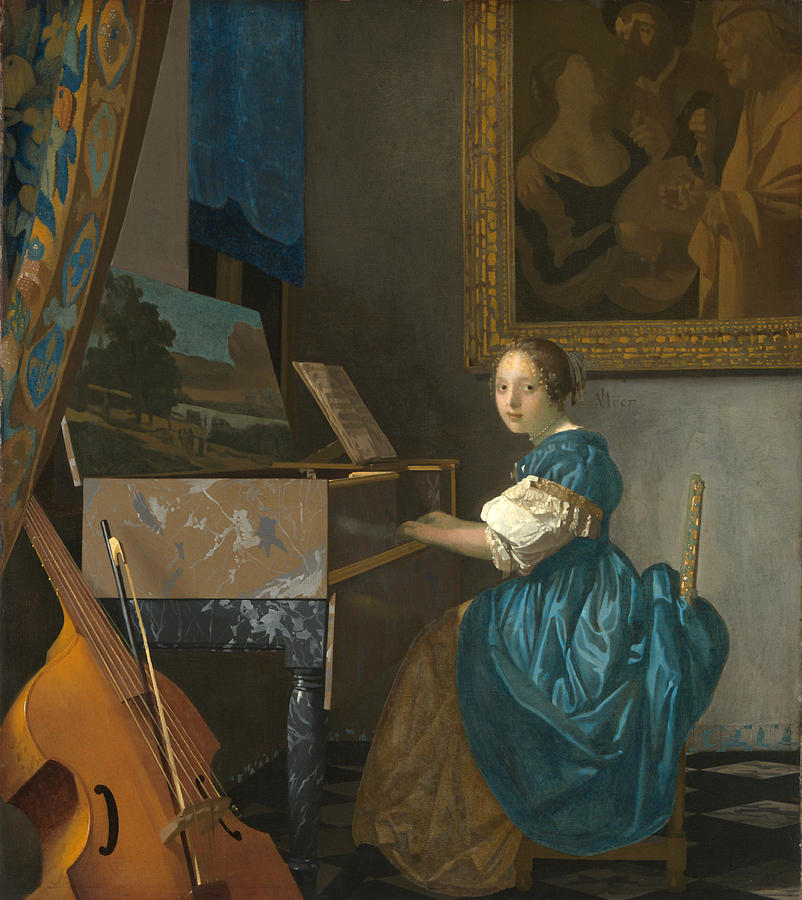 Lady Seated At A Virginal Painting by Johannes Vermeer