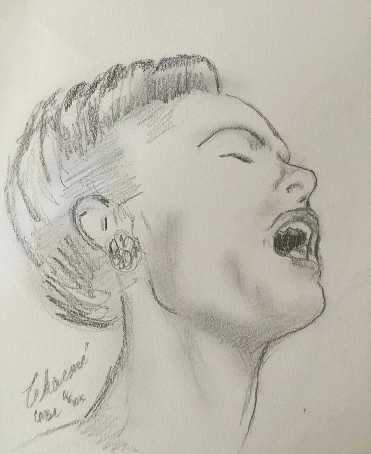 Lady sings the Blues Drawing by Charme Curtin