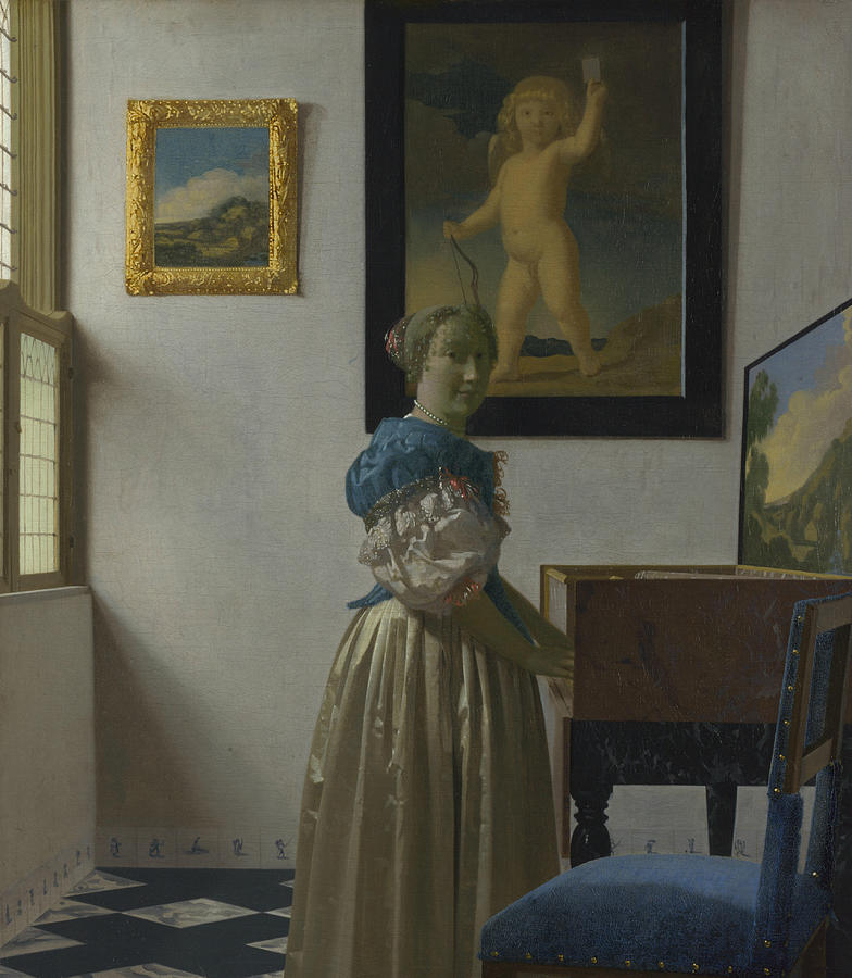 Lady Standing at a Virginal Painting by Jan Vermeer