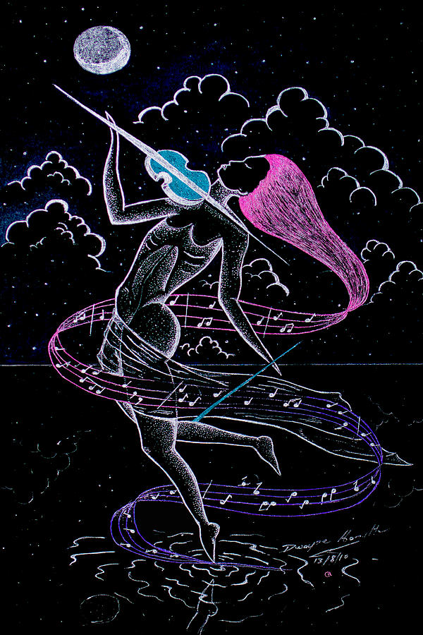 Music Mixed Media - lady Under The Silver Moon by Dwayne  Hamilton