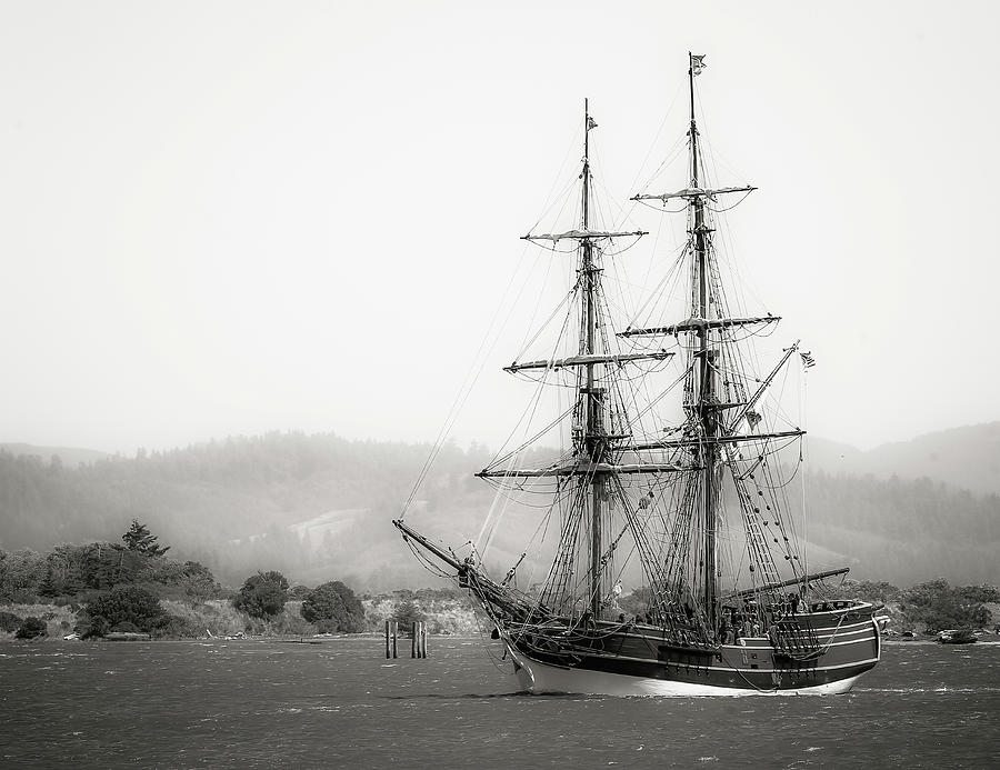 Lady Washington Tall Ship BW II Photograph by Athena Mckinzie