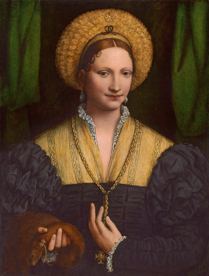 Lady with a Flea Fur Painting by Bernardino Luini