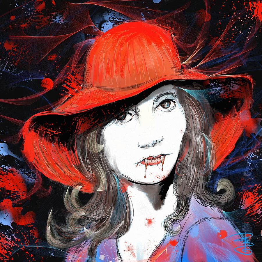 Lady with a red hat Digital Art by Debra Baldwin