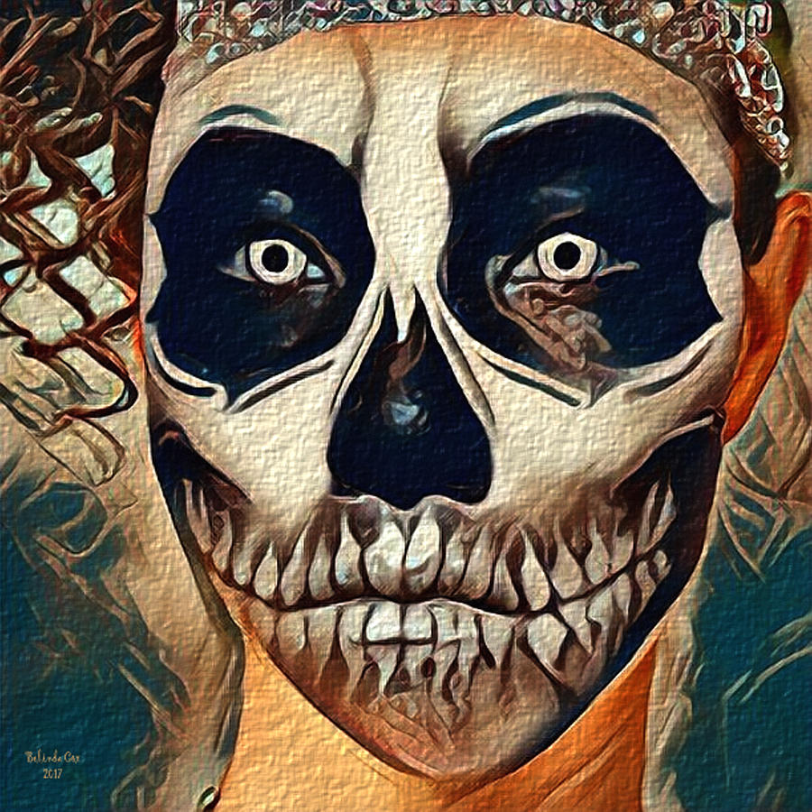 Lady with a Skull Face Digital Art by Artful Oasis