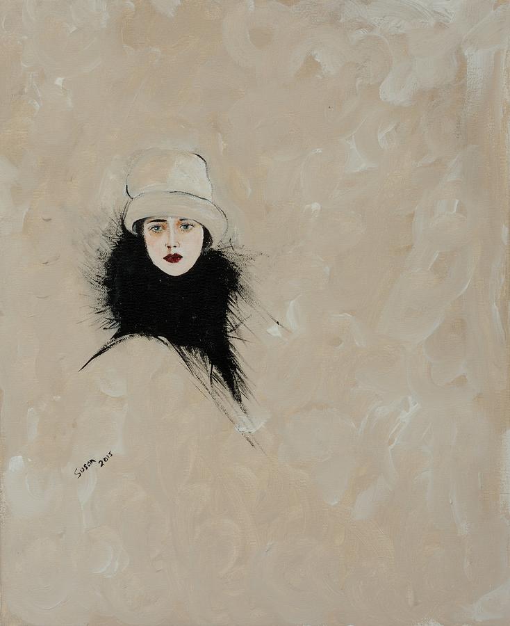 Winter Painting - Lady with Black Fur by Susan Adams