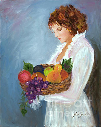 Lady with Fruit Painting by Pati Pelz