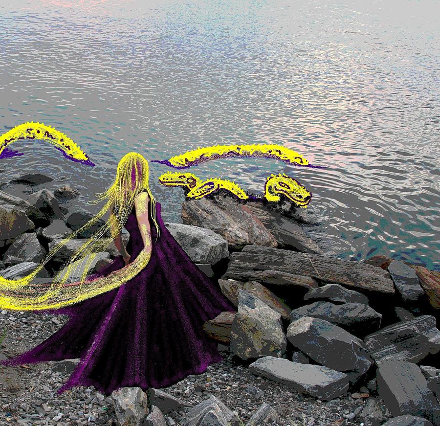 Lady With Golden Dragon Digital Art by Yelena Tylkina