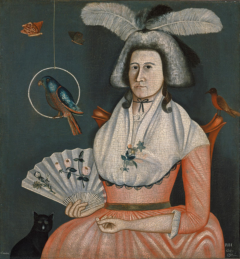 Lady with Her Pets. Molly Wales Fobes Painting by Rufus Hathaway