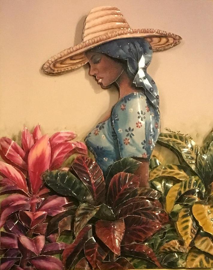 Lady with Plants Painting by Miloson Lugo