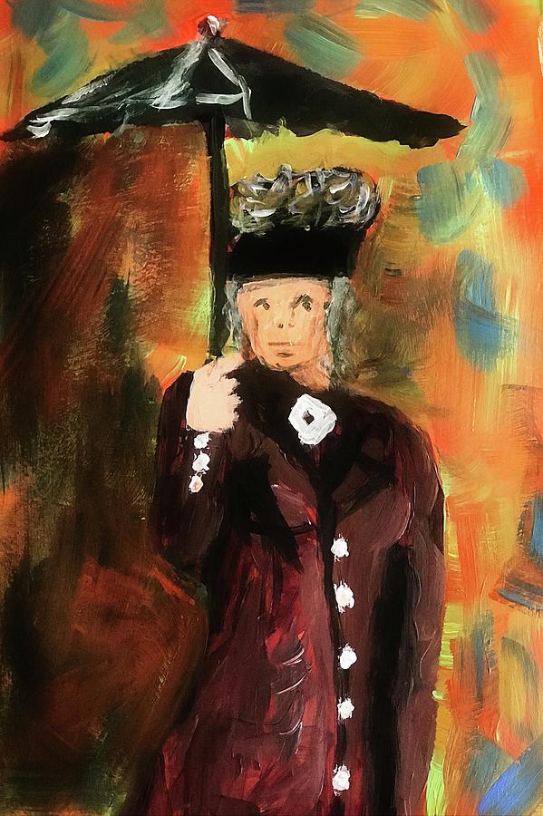 Lady with umbrella Painting by James Bethanis