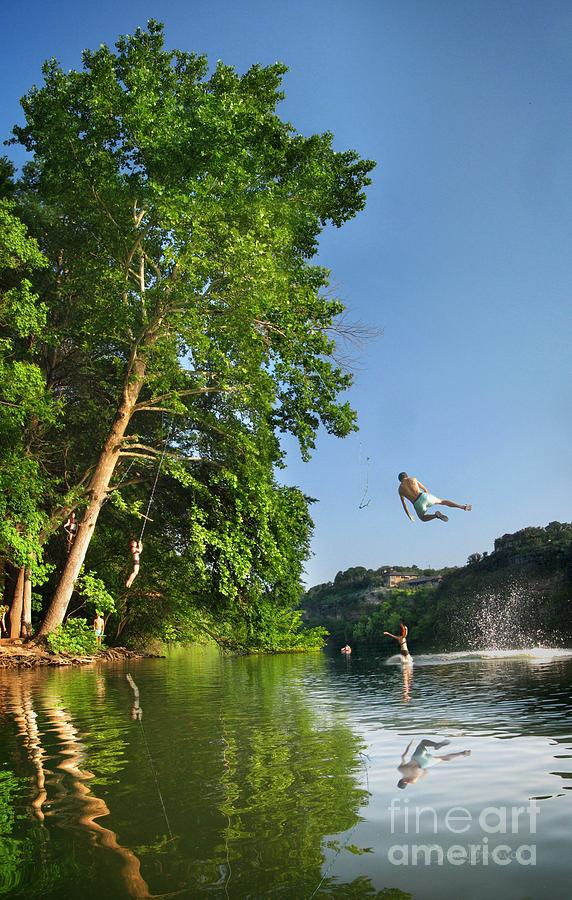 Ladybird Lake Rope Swing - Austin Texas Photograph by Bruce Lemons