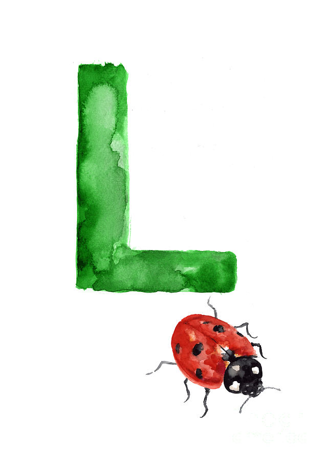 Ladybug Painting - Ladybird watercolor alphabet painting by Joanna Szmerdt
