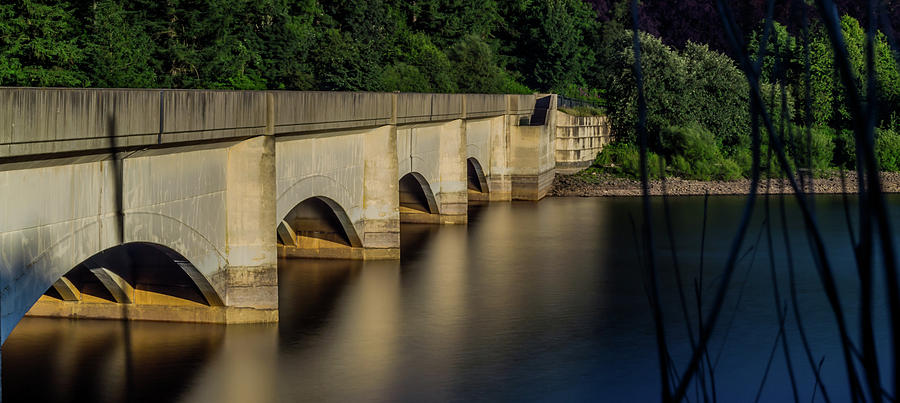 Architecture Photograph - Ladybower Reservoir Reflecting Viaduct by Scott Lyons