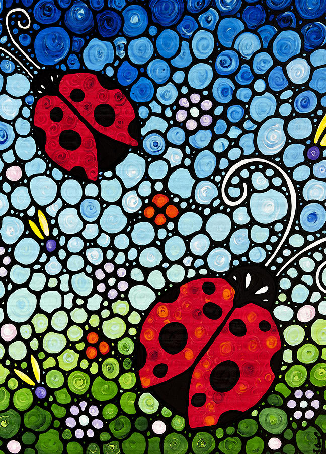 Ladybug Art - Joyous Ladies 2 - Sharon Cummings Painting by Sharon Cummings