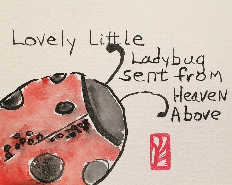Ladybug Etegami Painting by Marita McVeigh