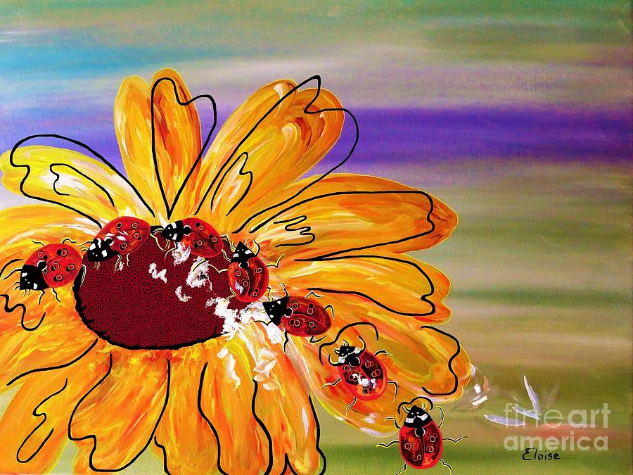 Ladybug Follow the Leader Painting by Eloise Schneider Mote