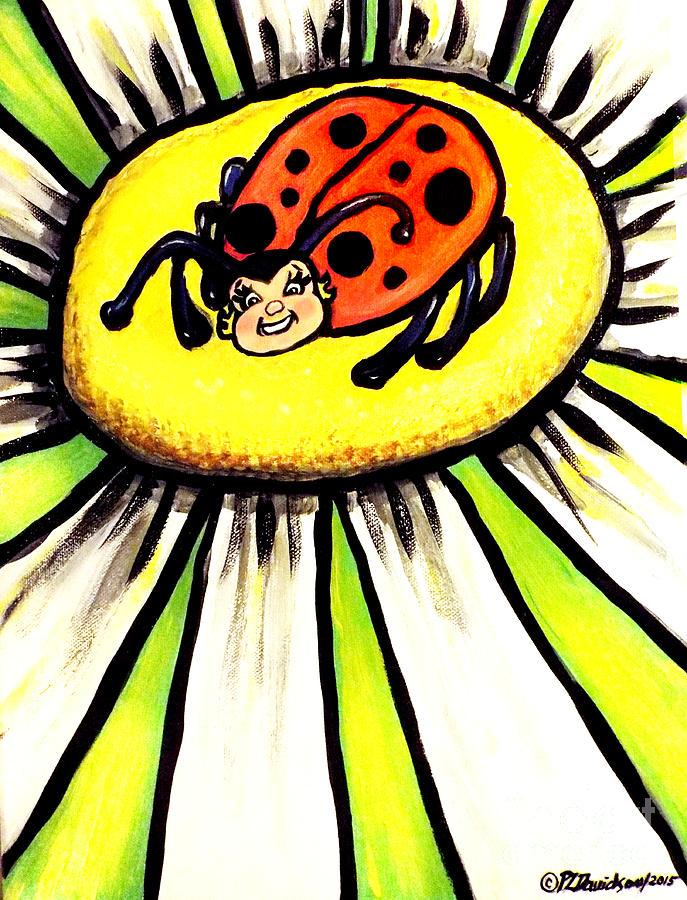 Ladybug On A Flower Painting by Pat Davidson