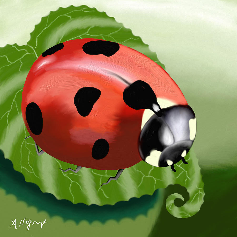 Ladybug on Leaf Painting by Aimee Youngs - Fine Art America