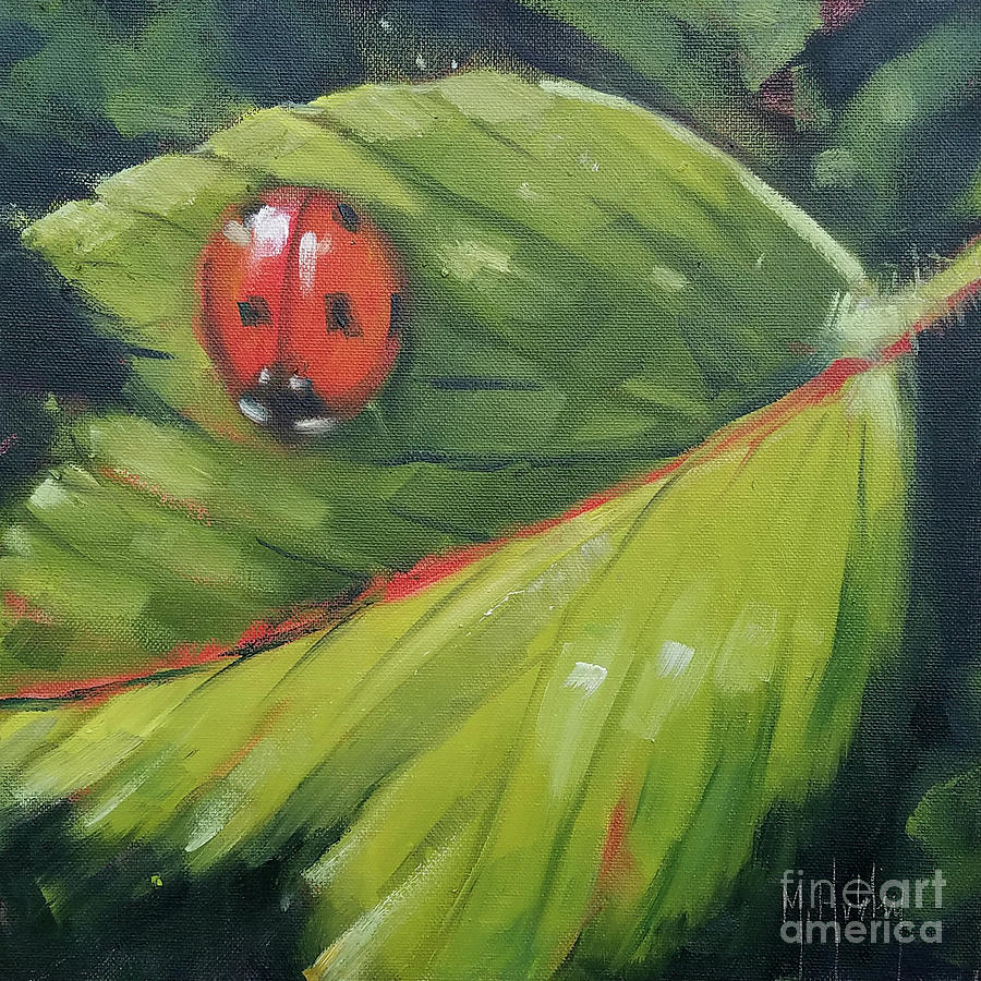 Ladybug on the Leaf  Painting by Mary Hubley